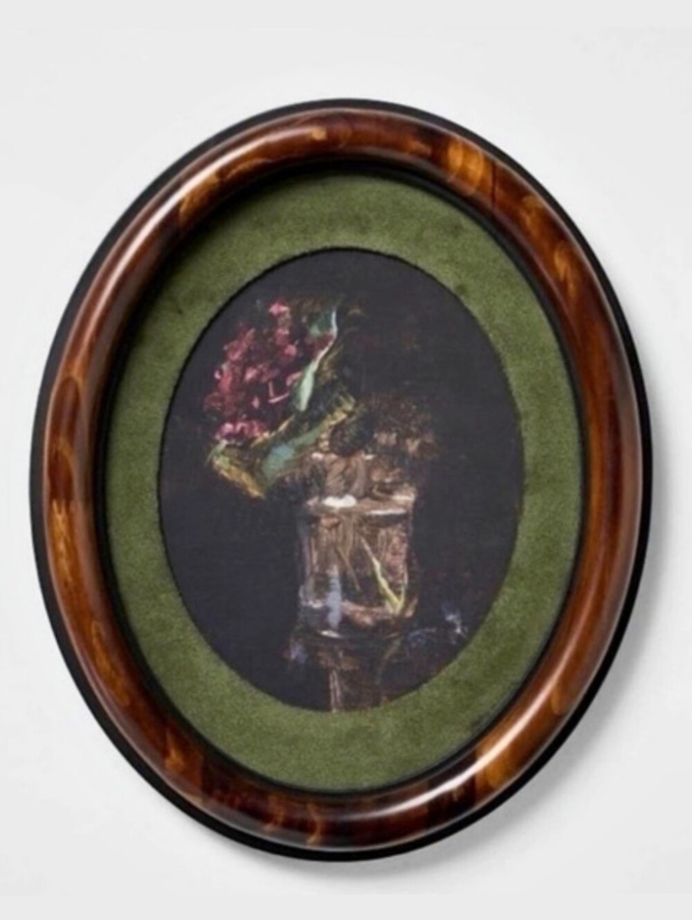 Studio McGee NWT 9"x11" Watercolor Floral Print Wall Art In Oval Wood Frame